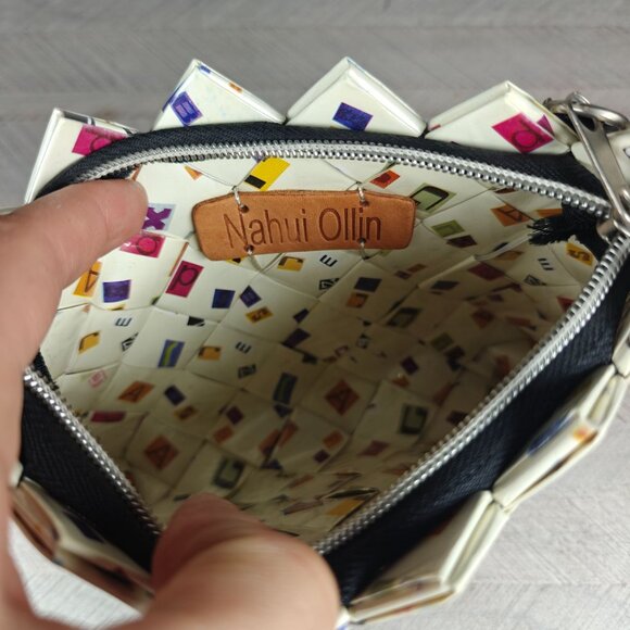 Nahui Ollin Woven Candy Wrapper Clutch Wristlet Zip Bag - Picture 2 of 8